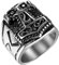 Flongo Groß Breit Edelstahl Band Ring Bandring Schwarz Silber Thors Hammer Siegelring Gotik Motorradfahrer Biker Herren, Ringgröße 76MM