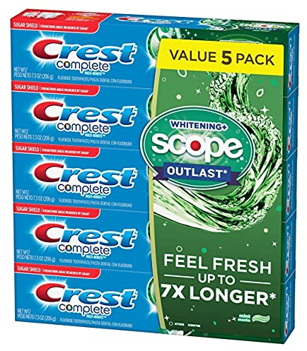 Crest Complete Whitening + Scope Mint Outlast Zahnpasta, 5 Stück