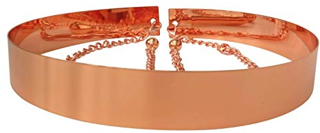 Live It Style It Damen Metall Gürtel Voll Waist Spiegel Breit Gold Silber Platte Bund Ketten Gürtel (4.5cm, Rose Gold)