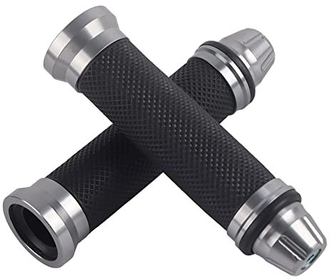 Fydun Motorrad Lenkergriffe Griff 22mm 1 Paar Motorrad CNC Aluminium Anti Rutsch Gummigriffe für 7/8 Lenker Fahrrad (Titan)