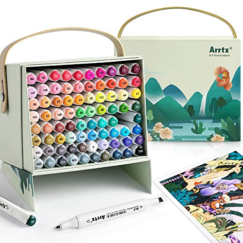 Arrtx 80 Colours Alcohol Markers, ALP Dual Tips Art Markers Set for Kids, Artist, Students, Permanent Graphic Markers Pen for Drawing, Sketching, Painting Coloring Scribbling.