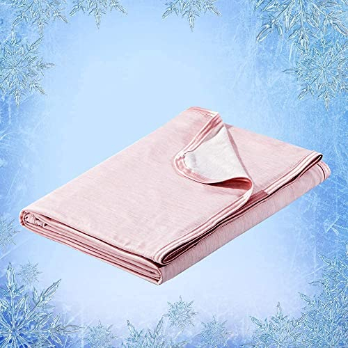 Elegear Kühldecke 130 x 170cm, Japanische Arc-Chill 3.0 Q-Max>0,5 Kühlfasern 2in1 Selbstkühlende Sommerdecke doppelseitige, absorbiert Körperwärme, kühlende Decke für Menschen Dünne Wohndecke Rosa