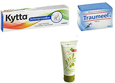 Sparset Schmerz Klein - Kytta Schmerzsalbe 50g & Traumeel S Tabletten 50 St. Inkl. GRATIS Rats-Apotheke Olivenöl Pflegecreme