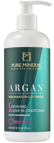 Pure Mineral - Argan Conditioner ohne Ausspülen - Feuchtigkeit und Glanz für trockenes Haar - Angereichert mit Vitamin E - Ohne Sulfate, Parabene, Petrolate - 350ml