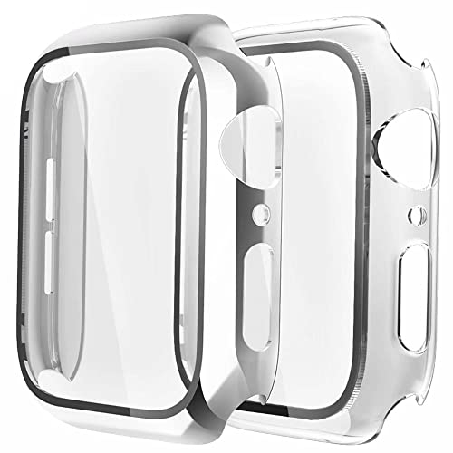 Fengyiyuda Funda[2 Pack] Compatible con Apple Watch 38/40/42/44mm,Estuche con TPU Protector de Pantalla,Caja Protector Anti-Choque Caso para IWatch Series se/6/5/4/3/2/1-Silver/Clear,42mm