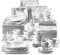MALACASA Dinner Sets,60-Piece Square Plates and Bowls Set with 12 Piece Porcelain Dinner Plates/Dessert Plates/Soup Plates/Cup and Saucers,Service for 12,Marble Grey,Series Blance