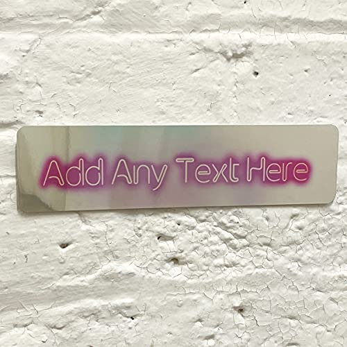 ShopQuality4U Personalised Mirror Aluminium Metal Plaque Bespoke Sign Childs Bedroom Door Add Own Text - Mirror Finish (20 x 5 cm, 7.8 x 2 inches)