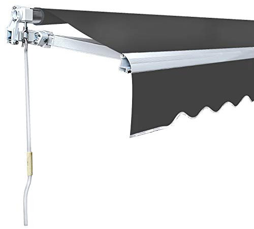 Joparri 3 x 2.5 m Gelenkarmmarkise Sonnenmarkise Balkonmarkise Terrassenmarkise Klemmmarkise mit UVA UVB und wasserbeständigem Material Aluminiumrahmen und -kurbel grau