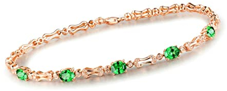 Beydodo Armband Rosegold 750 19 CM, Tennisarmband mit 1.77ct Tsavorit Armband Diamant Damen Bettelarmband Charms