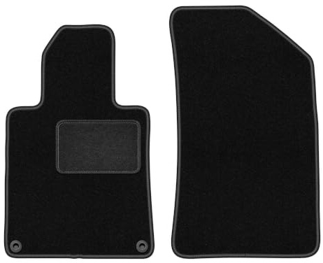 Velours-Fußmatten vorne passend für Peugeot 508 I 2010-2018, Schwarz, LUX | Nur Version: Befestigungen vorne; passend für Limousine/Kombi/SW/RXh; Velours-Teppich (Polypropylen), ca. 6,5 mm