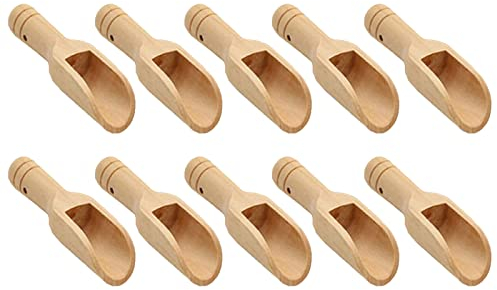 10 Piezas Cuchara de Madera Pequeña, Cuchara de Sal Mini, Cuchara de té de Madera, Aplicar para Leche en Polvo,Café, Especias,Té,Dulces,Harina(Marrón)
