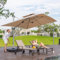 PURPLE LEAF Parasol Déporté 3 x 3 m Carré, Parasol De Jardin Extérieur, Toit à Double Rotatif 360°, Parasol Excentré Inclinable, Pour Terrasses, Piscines, Beige