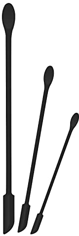 SAVITA 3 Pièces Petite Spatules en Silicone Double Extrémité Multifonctions Ensemble de Mini Spatule de Maquillage Longues Cuillères pour Cosmétique Cuisine Bocaux Canettes Étroites (Noir, 3 Tailles)
