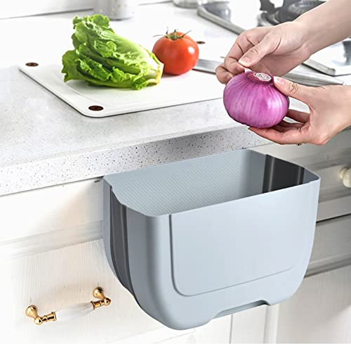BanYakong Mini cubo de basura plegable colgante para puerta de armario de cocina, pequeño cubo de basura plegable debajo del fregadero, contenedor de basura plegable montado en la pared, mini