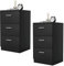 COSTWAY 2er Set Nachttisch mit 3 Schubladen, Nachtschrank für Boxspringbett, Nachtkommode, Nachtkonsole, Beistelltisch für Schlafzimmer, Wohnzimmer, 38 x 35 x 66 cm, Schwarz