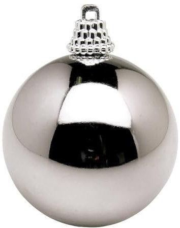 Deco Woerner Glänzende, stahlgraue Weihnachtskugeln aus Plastik, 10 cm Ø - 6 Stück