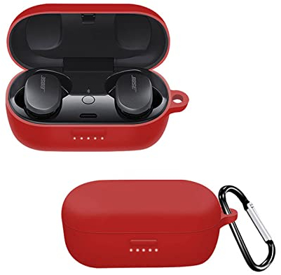 GMUJIAO Hülle für Bose QuietComfort Earbuds,Soft Skin Silikon Hülle,Stoßfeste Silikon Case Schutzhülle for Bose QuietComfort Earbuds,Bose QuietComfort Earbuds Schutzhülle[Stoßfeste]-Rot