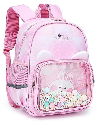Tokeya Kinderrucksack Kinder Mädchen Rucksack Kleiner Kindergartenrucksack Vorschule Kleinkind Schulrucksack mit Brustgurt Tiere Kindergarten Schultasche Schule Tasche für 2-6 Jahre, Rosa Kaninchen