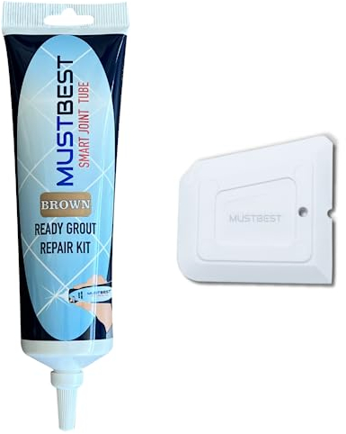 Mustbest Tile Mörtel Reparaturen Füllrohr - 13,4 oz, schnell trocknende Reparaturkit, Wiederherstellungsfliesenverbindungslinie, einfache Fliesenmörtel -Squeeze -Rohr (braun, 13,4 oz)