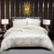 Luofanfei Beige Bettwäsche 200x200 Satin Streifen Glänzend Glanzsatin Uni Wende Bettwäsche Set Seide Glatt Luxus Weiß Bettbezug Gestreift Muster mit Reissverschluss und Kissenbezüge 80x80 cm