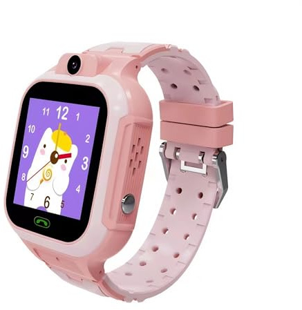 Smart Watch für Kinder, Geschenke für 4 Bis 12 Mädchen, Jungen, 4G WiFi-Sprachanruf, HD-Touchscreen-Smartwatches, Unterstützung für Kameraalarm, Videomusik-Player, (Rosa)
