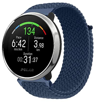 Armband für Polar Ignite 3 /Ignite 2 /Ignite Armband, Geflochtenes Nylon Stoff Solo Loop Band für Damen Herren, Verstellbares Ersatzarmband Kompatibel mit Polar Ignite 3 /Ignite 2 /Ignite (L)