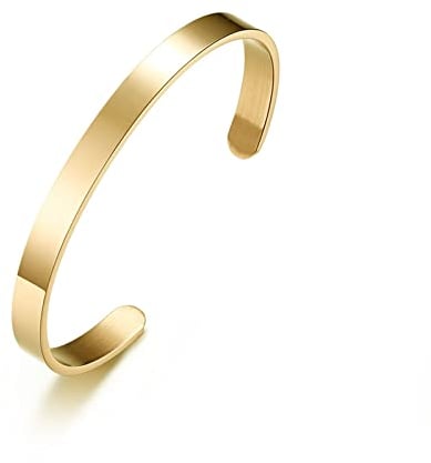 KnSam Edelstahl Armbänder, Freundschafts Armband Partnerarmband 6mm Anpassbar Open Anderer-Kettentyp für Männer, Gold