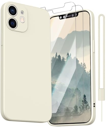 Kukiwhy für iPhone 11 Hülle mit 2 Stück Panzerfolie, Hanyhülle iPhone 11 Ultra Dünn Slim mit Microfiber, Kratzfeste Rundumschutz Schutzhülle Case für iPhone 11-Weiß