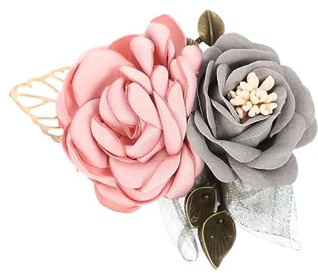 Garneck Haarspange Mit Blumenbrosche Ansteckblume Prom Corsage Und Boutonniere Fliege Für Damen Rosenbrosche Aus Stoff Bräutigam Corsage Hochzeit Legierung Krawatte Brautjungfer