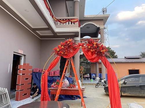 Gold Arch Arbors for Wedding/ Ceremony/ Party, Balloon Flower Veg Arches Stand/ Trellis Frame, Archway Pergola Climbing Plants Wisteria Vegetables, Wide 2.4m/ 2.6m/ 2.8m/ 3m/ 3.2m Garden Arch Way ( Co