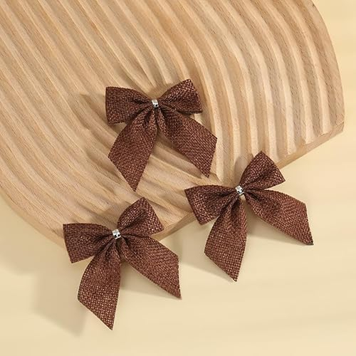 10 Stück Weihnachtsschleifen Kleine Weihnachtsbaum Bögen Weihnachtsbaum Schleifen Deko Weihnachtsbaumschmuck Schleifen Zierschleifen für Weihnachtsbaum,Weihnachtskranz,Geschenk Dekoration-braun