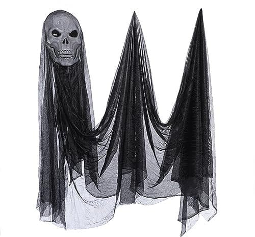Spactz 1 Pcs Halloween Skeleton Hanging Ghost Decorations for Outdoor Indoor Party Bar Scary Props Decoration Black Halloween