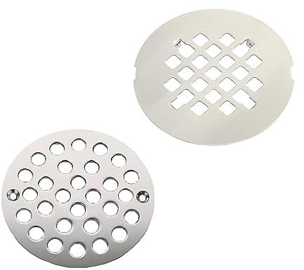 2 cubiertas de drenaje de ducha, protector de colador de fregadero, cubierta de repuesto para baño, bañera, cocina (agujero cuadrado + agujero redondo)