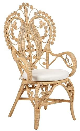 Beliani Pfauenstuhl aus Rattan natürlich/beige mit Kissen Indoor und Outdoor Carrara
