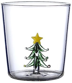 3D-Trinkglas-Tasse mit Weihnachtsbaum-Figur im Inneren, stielloses Glas für Wein, Wasser, Milch, Trinkglas, Tasse, Weihnachtsbaum, dekorierter Glasbecher