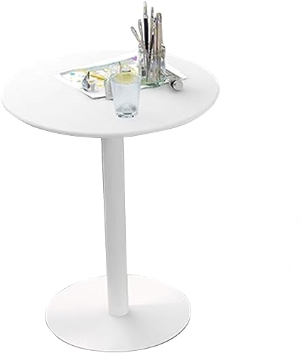JATIBOSH Weißer Esstisch, runder Kleiner Bürotisch, Konferenztisch, Kaffee-Besprechungstisch für Büro, Sitzungssaal, Küche, Wohnzimmer, wasserdichter Desktop-Stehtisch (Größe: 70 x 104 cm)
