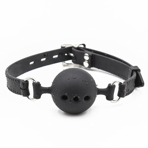 TNSRAY Correa ajustable de silicona suave con boca sexy para parejas, accesorios de boca redondos negros, tapones bucales de silicona, boca de bola negra, juegos de rol colaborativos deportivos