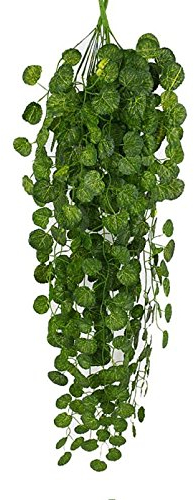 TianWlio Kunstpflanze hängend Hängepflanze künstlich Gefälschte Girlande Blätter Rebe Pflanze Garten Dekoration Wand Zuhause künstliche hängende Wohnkultur Geeignet für Garten Hängekörbe (B, One Size)