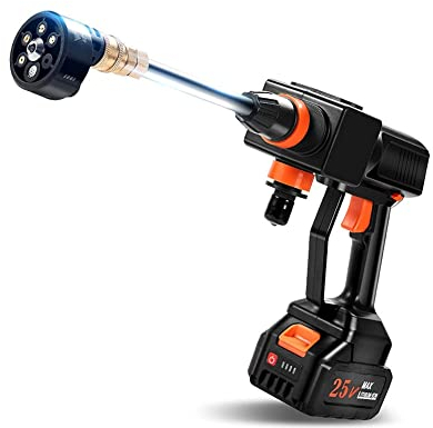 KASUISE Lavadora a presión inalámbrica de 24 V, Juego de Pistola rociadora de Lavado de Autos eléctrica portátil de 500 W con Boquilla Ajustable 6 en 1, Adecuada para Lavar Autos/cercas