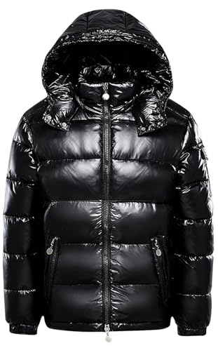 LJFIWY Lässige gepolsterte Herrenjacke für Herren, warme Kapuze, Blasen, glänzend, mit Kapuze, reflektierende Daunenjacke, Baumwolljacke, Mantel, dicke Kapuze, Oberbekleidung, Größe 38-46