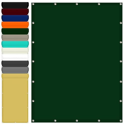 Garden Sail Canopy 2 x 2.5 m(6.6 x 8.2ft) Waterproof Garden Screen with Free Rope UV Block Weather-Resistant with Grommets Pes Sail Shades Fence Pergola Balcony, Dark Green