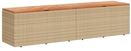 vidaXL Gartentruhe Beige 220x50x54 cm Poly Rattan Akazienholz
