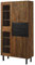 MASSIVMOEBEL24.DE | Vitrine Lichtenberg | Sheesham Massivholz Natur unbehandelt | 100x40x190 cm | Vitrinenschrank mit Blitzmuster | 4 Türen, 2 Schubladen & 6 offene Ebenen | Glas & Schiefer-Elemente