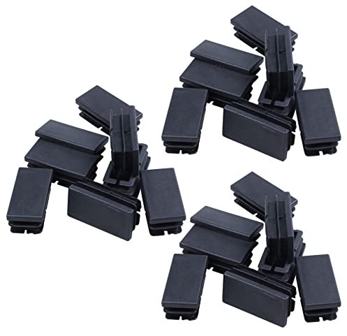 Briaatt 24 Stück Schwarzer Kunststoff Rechteckige Blindkappen Einsätze 20mm x 40mm