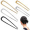 5 Pcs Metal French Hair Pins for Women Girls, 5.5’’ & 3.9’’, French Twist Hair Pins Forks Sticks, U Shaped Hair Pin for Buns, Hair Style Accessories Ideal for Long & Thick Hair (Black, Gold, Silver)