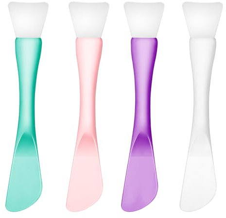 4PCS Face Mask Applicator, Silicone Face Mask Brush Applicator Reusable Double-Ended Mask Brush Facial Mask Brush Washable Face Mask Spatula Beauty Tools for Apply Cream Lotion Mud Clay Gel Foundation
