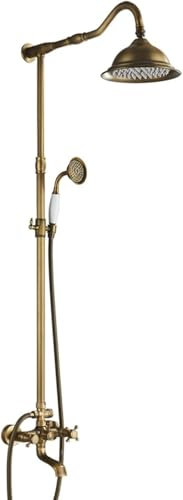 Ensemble de douche Système de douche Mélangeur de pluie Ensemble de douche combiné Ensemble de robinet de douche mural en laiton brossé avec douche de tête de 20 cm et douche à main Barre de