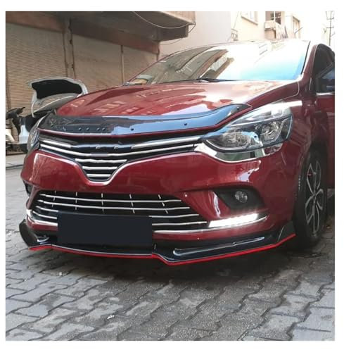 YSQOFDNFD Becquet Avant Kit De Lèvre De Pare-Choc Avant pour Clio 4 2011 – 2019, 3 Pièces, Séparateur De Becquet, Diffuseur, Protecteur De Rabat Séparateur(Rouge)