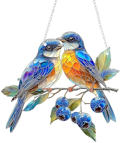 LUMOOM Decorazione Appesa Per Finestra In Vetro Colorato, Acchiappasole Colibr矛 Da Appendere Alle Finestre, Ciondolo Uccello In Acrilico Con Catena, Decorazione Per Finestre E Porte Per Casa, Studio