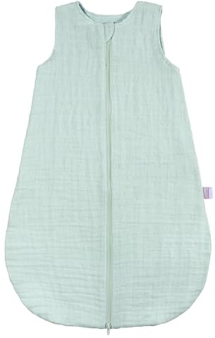 MAKIAN Baby Sommerschlafsack Musselin – Leichter Schlafsack aus 100% Baumwolle – ärmellos, atmungsaktiv, TOG 1.0 – ÖkoTex Standard 100 – Frühling & Sommer - Mint - 110